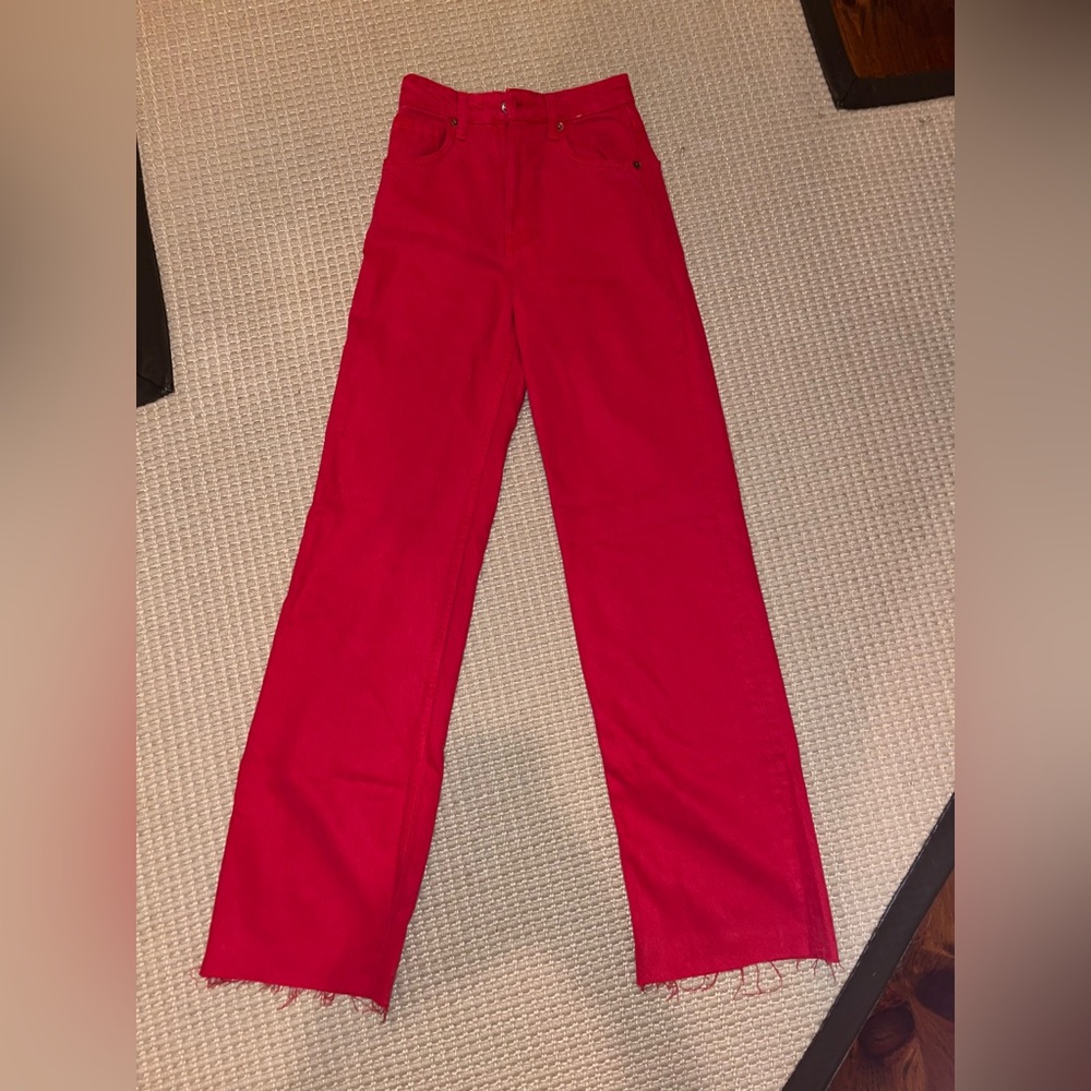 Zara Red Wide Leg Jeans